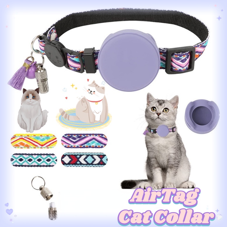 AirTag Cat & Puppy Collar , De Gato Integrado GPS Reflectante Con Soporte  De Etiqueta De Aire Y Campana , Collares Con Rastreador Ligero Para Gatitos  Y Cachorros