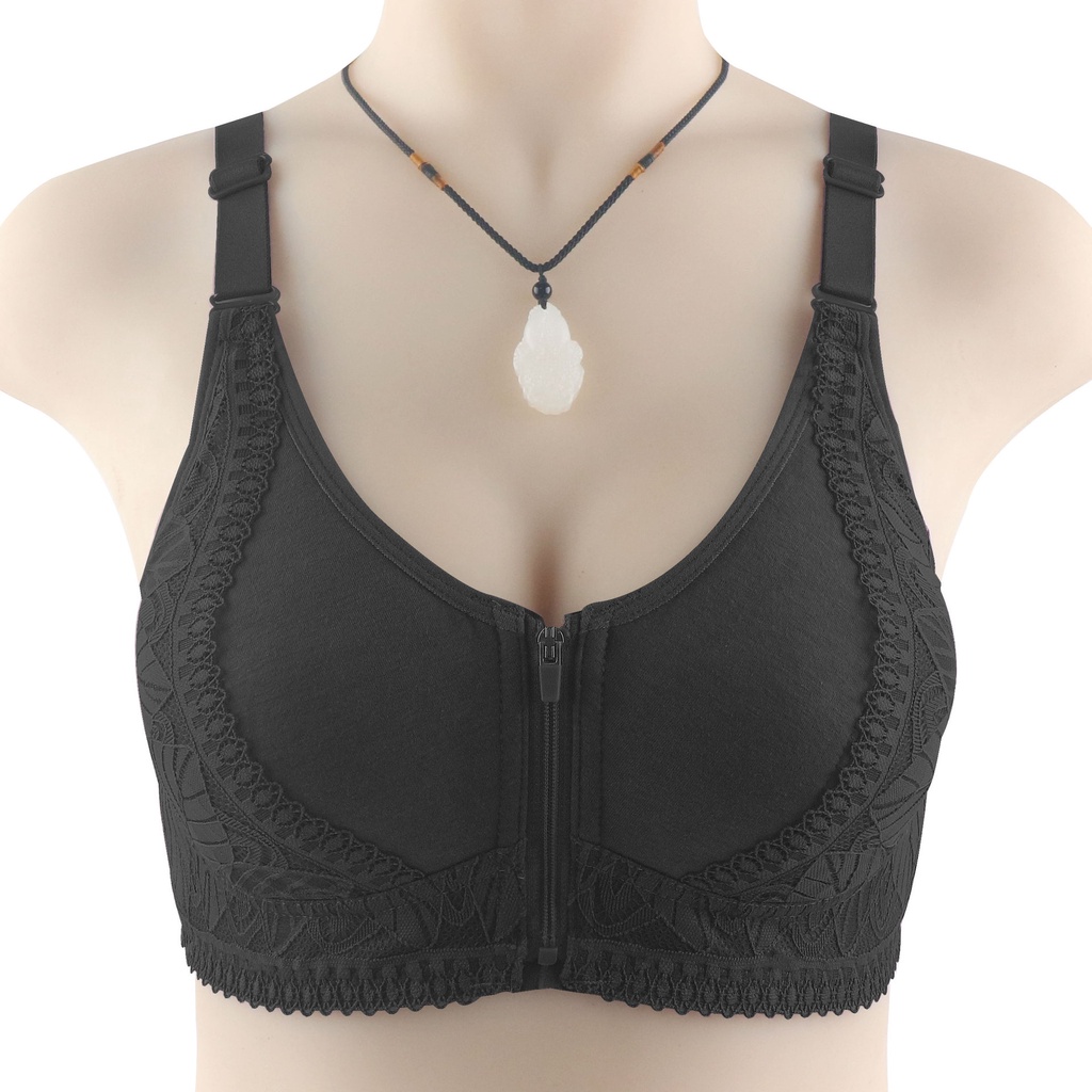 thumbnail image 1 of Talla 36-52 Nueva Taza De Algodón Suave Con Cremallera Delantera Ropa Interior Para Mujer Sujetador De Gran Tamaño Sin Aros Ajustables Correas De Hombro, 1 of 5
