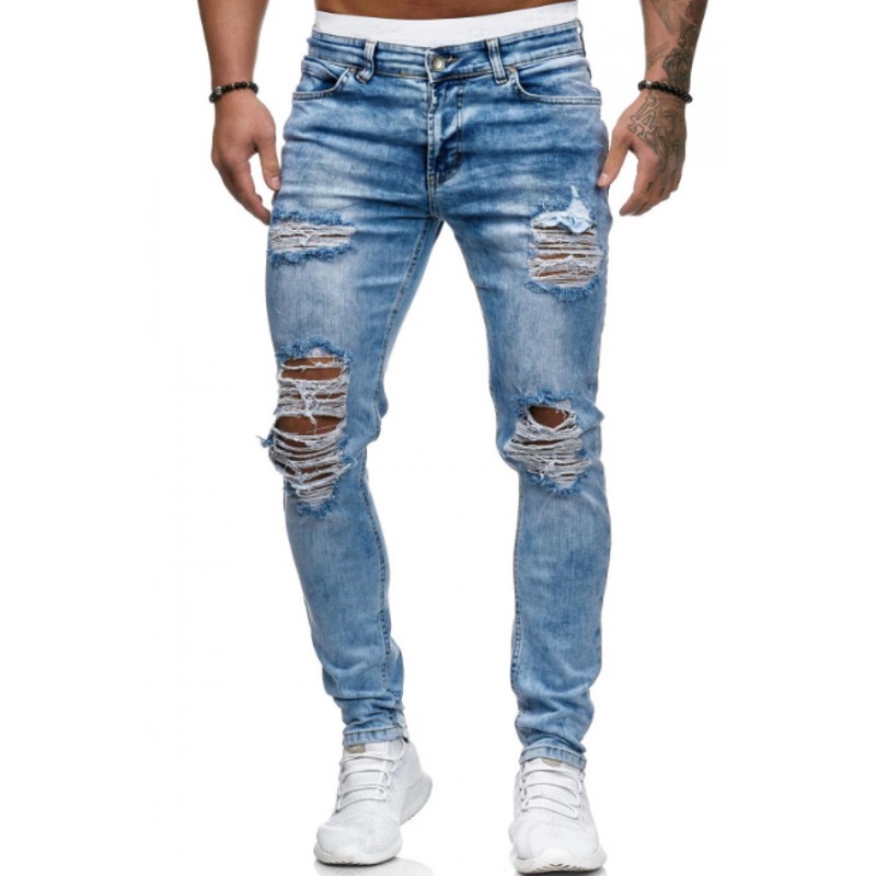 Pantalones blancos rotos para hombre hot sale