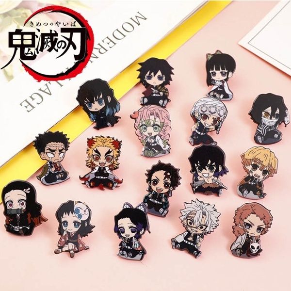 Pins Crocs Anime Kimetsus No Figurine Badge, 17 Piu00e8ces Ghost Killing Broches, Anime Characters Metal Badge, Mitsuri Muichirou Nezuko Cosplay Sac Decor Porte Clé Demon Slayer