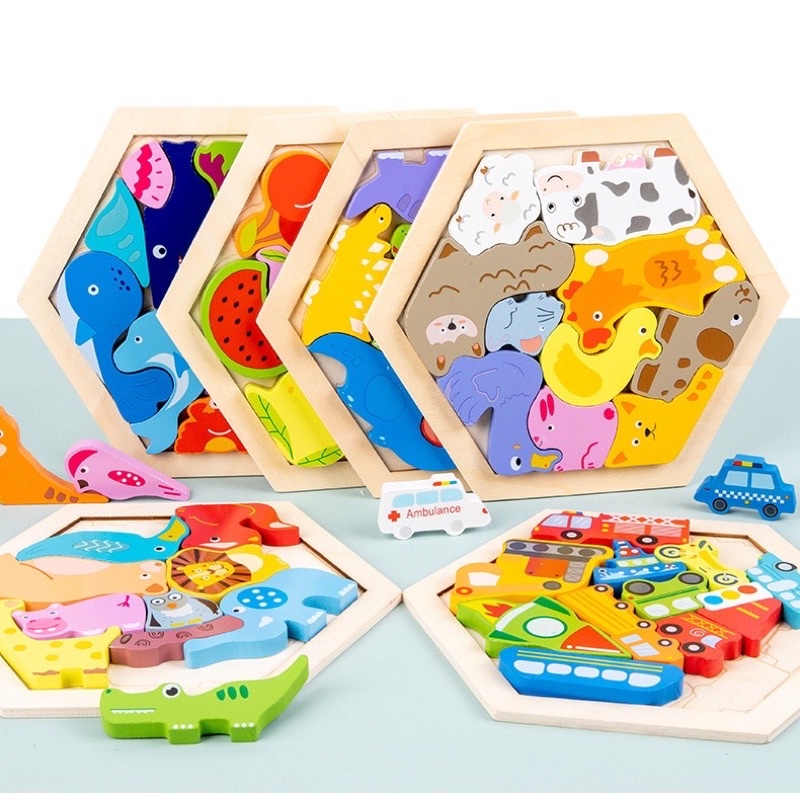 Rompecabezas De Madera Tetris – Juguete Educativo Montessori Con 41 Bloques Geométricos, 10 Tarjetas Y 20 Ideas Creativas