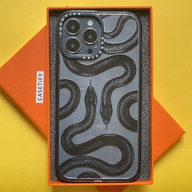 CASETiFY X BLVCK SNAKE Black Edge Clear Sideband Font Casing Apple IPhone 11 12 13 14 Pro Max