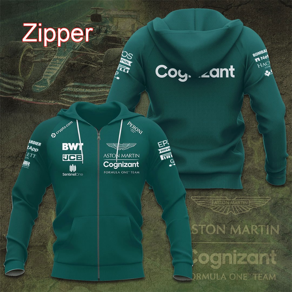 Aston Martin Cognizant F1 Team BWT JCB Hombres Zip Up Sudadera Con