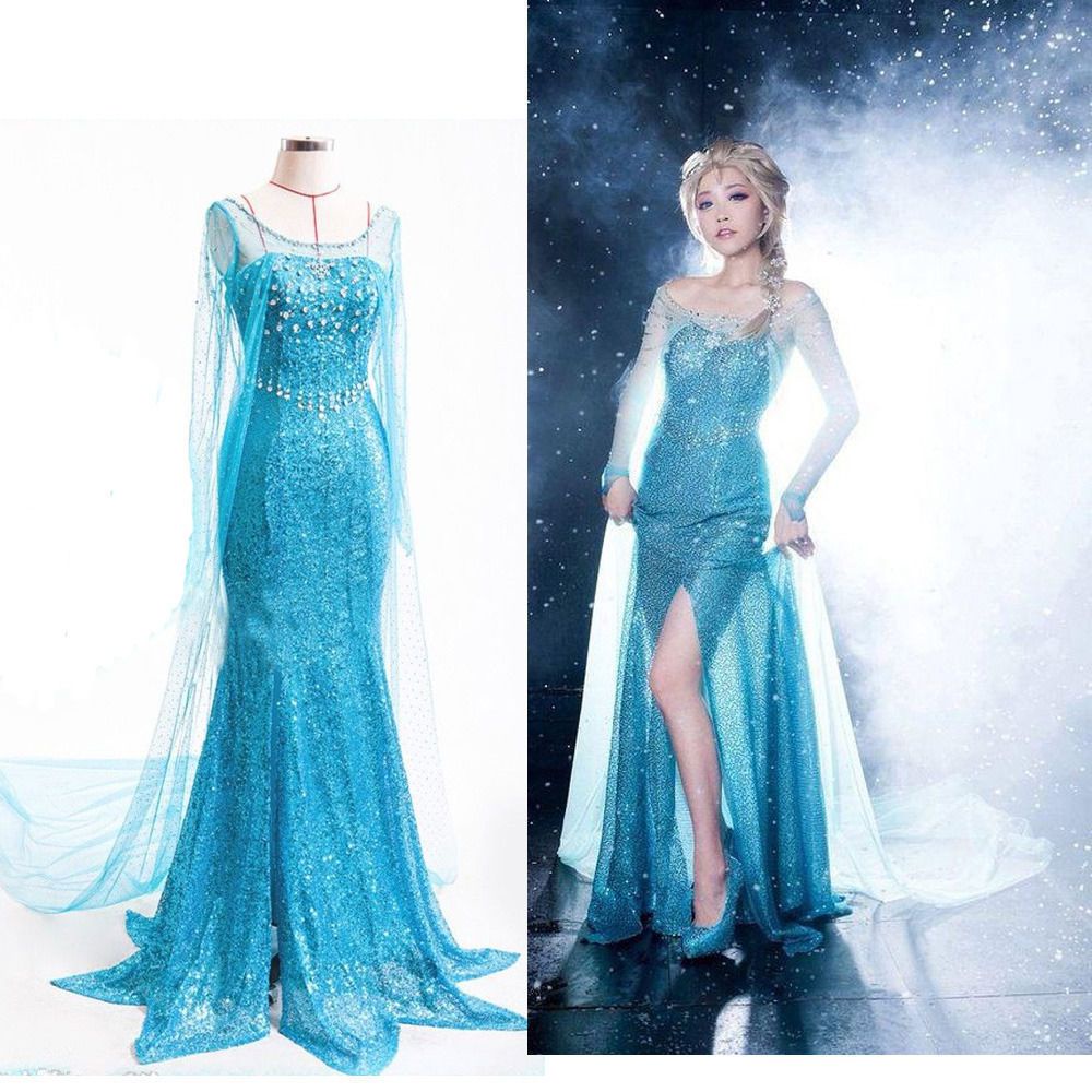 Adulto Elsa Frozen Princesa Vestido Largo Cosplay Mujeres Ni as Halloween Carnaval Disfraz