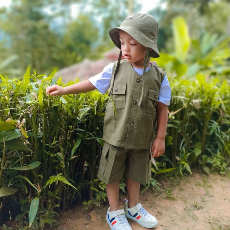 Conjunto De Chaleco safari Para Niños Al Aire Libre/Traje zoo (Ejército)