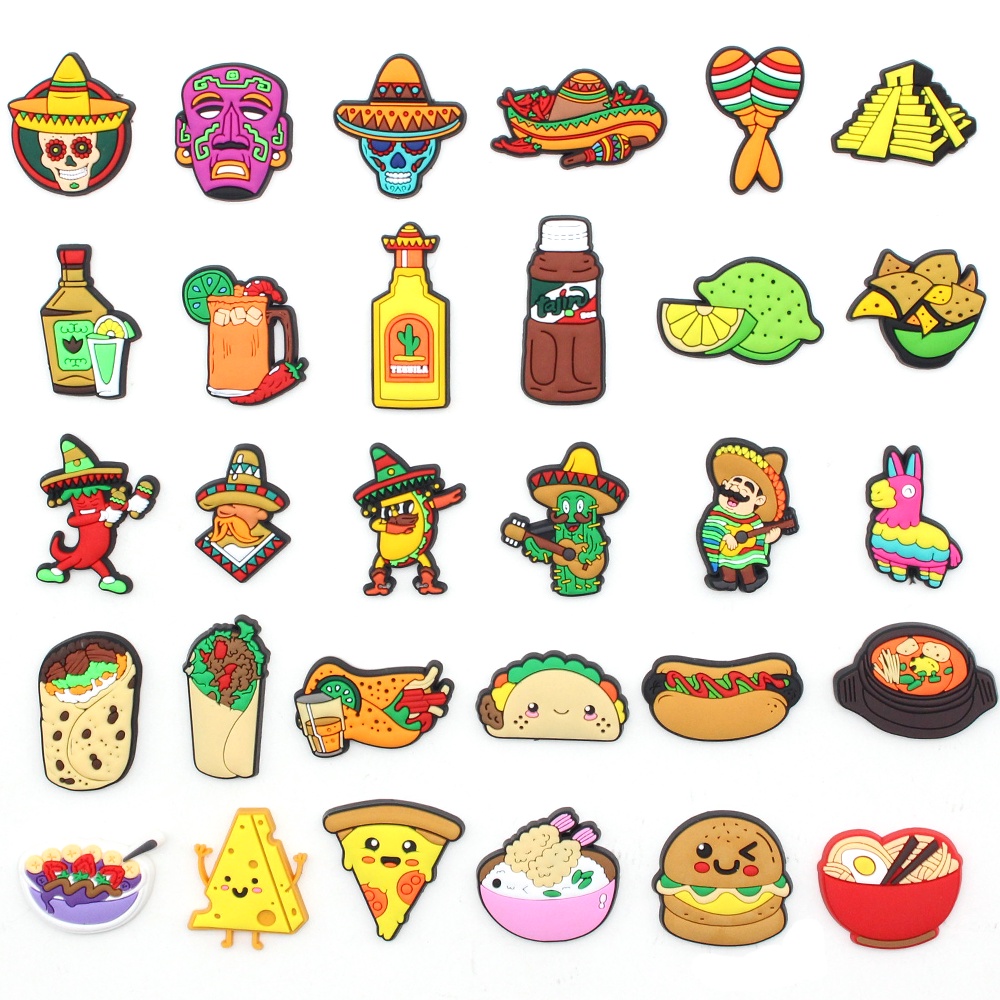 charms Novedad México Jibbitz De Dibujos Animados Zapatos De Comida Encantos Pin Crocs