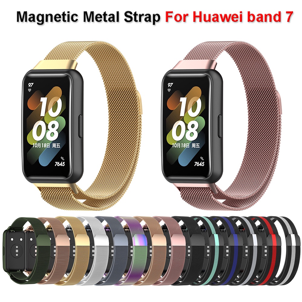 Correa Magnética De Metal Para Huawei Band 7 Pulseras De Acero Inoxidable  band7 Accesorios De Relojes Inteligentes