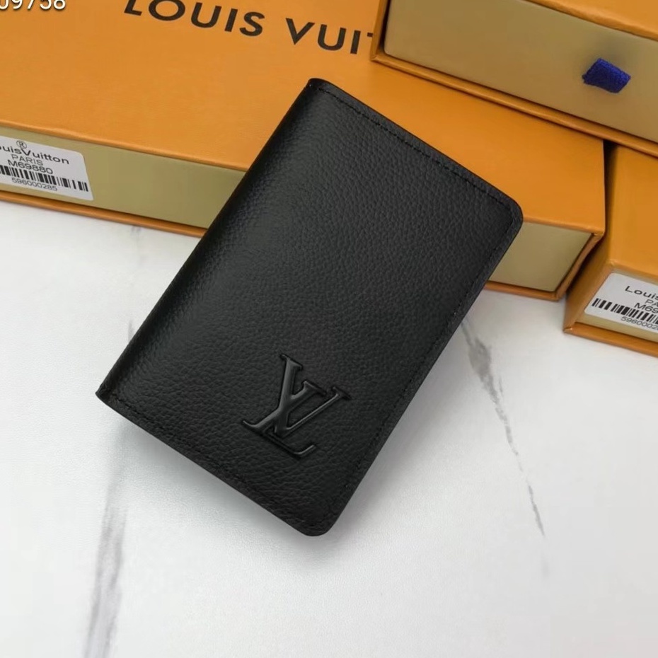 Real shooting 100% original Louis Vuitton tarjetero billetera de cuero para  hombre LV nuevo tarjetero con caja