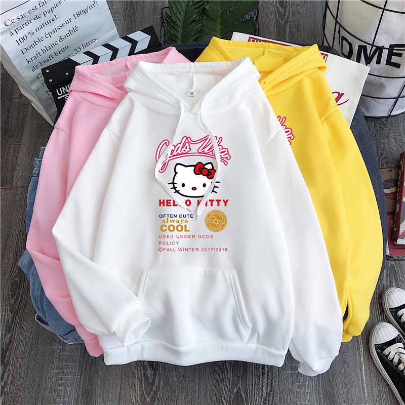 Sudadera Con Capucha Para Mujer De Fabrica pricicCasual Con Estampado De Hello Kitty Grueso Suelto Algodon Abrigo Par Ropa Deportiva Shopee Mexico