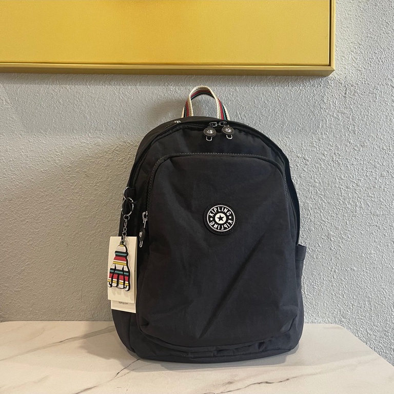 2022 Kipling Nylon Monkey Bag Black Color Stitching Series Mochila