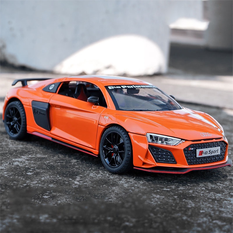 1 24 Escala Audi R8 Modelo De Coche De Aleacion Diecast Luz De Sonido Amantes Coleccion Ninos Regalo De Cumpleanos Metal Juguetes