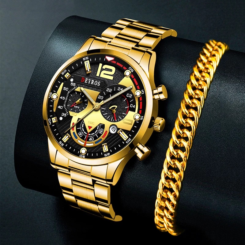 reloj hombre moda hombres de acero inoxidable reloj de lujo calendario de  cuarzo reloj de negocios relojes hombre reloj relogio masculino