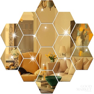 Hexagonal 3d Espejos Pegatinas de pared Decoración de la casa Sala de estar Espejo  Pegatina de pared