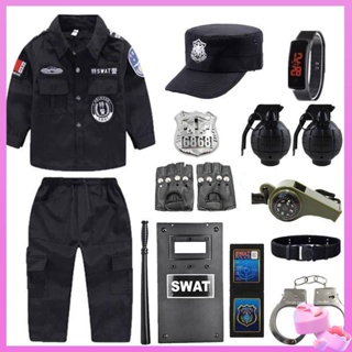 Disfraz de policía Swat para niños, uniforme de fuerzas especiales, traje  táctico de combate, ropa del ejército