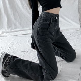 Pantalones de harén casuales para mujer, con cremallera de cadena,  holgados, de cintura alta, largos, color negro, para mujer