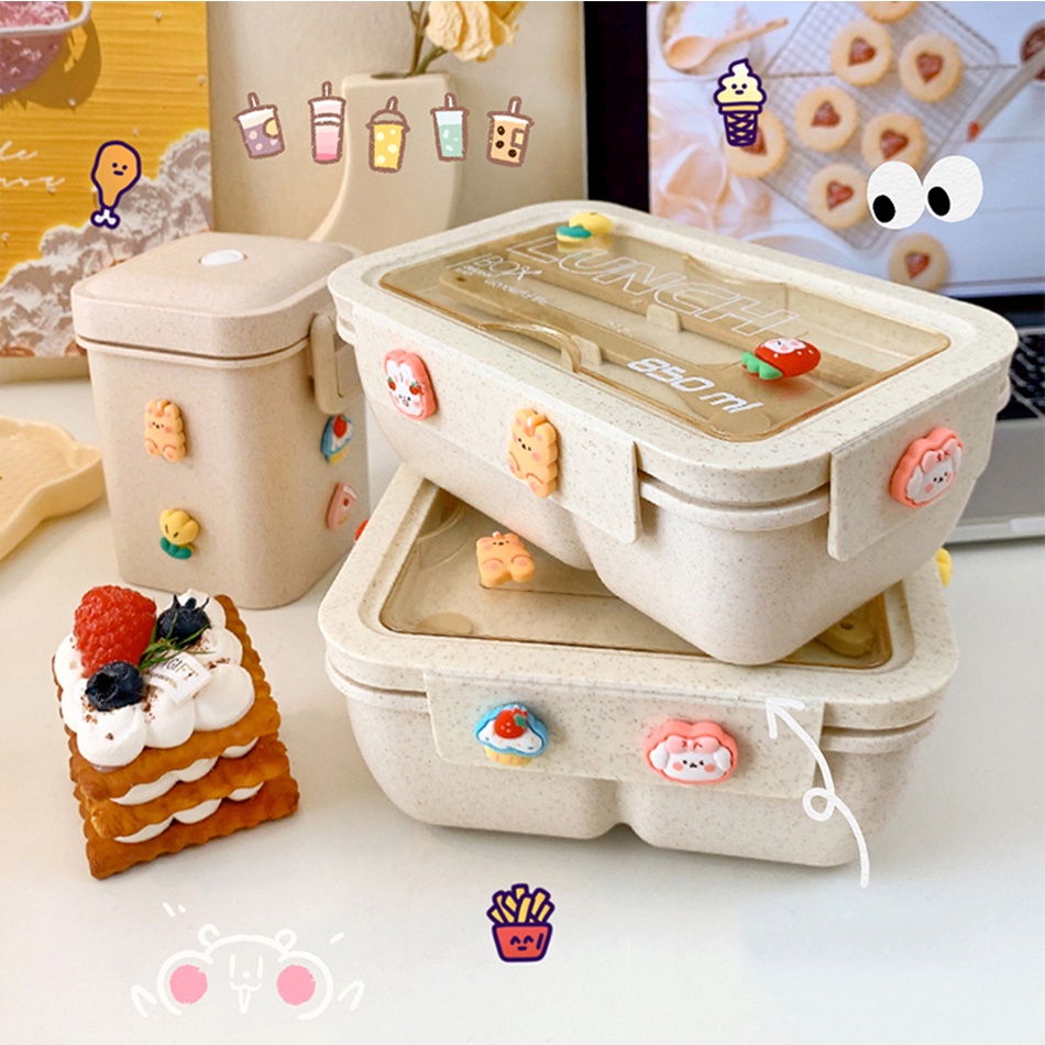 Topper Ecologico Fibra De Trigo Comida Lunch Mx-008 Kawaii