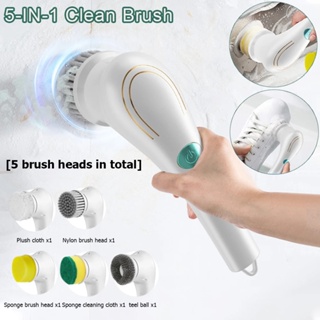 Cepillo de limpieza eléctrico, cepillo de limpieza inalámbrico 360 grados,  cepillo de limpieza de ducha con 6 cabezales de cepillo reemplazables y