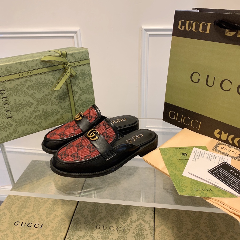 Gucci Classic Series Mocasines De Piel De Oveja Rombo Superior Medias