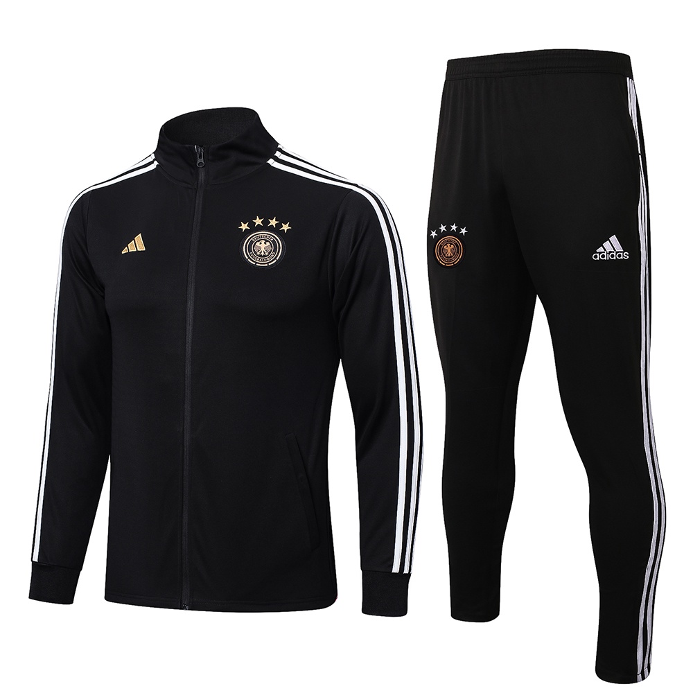 2022 23 Alemania Hombres Chandal De Futbol De Manga Larga Ropa Deportiva Chamarra Negra Y Pantalones Largos Shopee Mexico