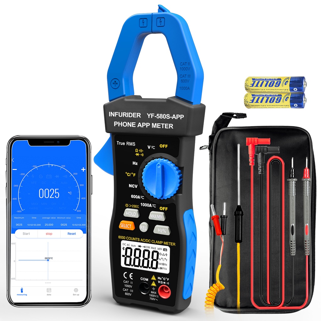 Mutímetro Digital AC/DC Voltaje 1000A Corriente True RMS Ohmmeter ...