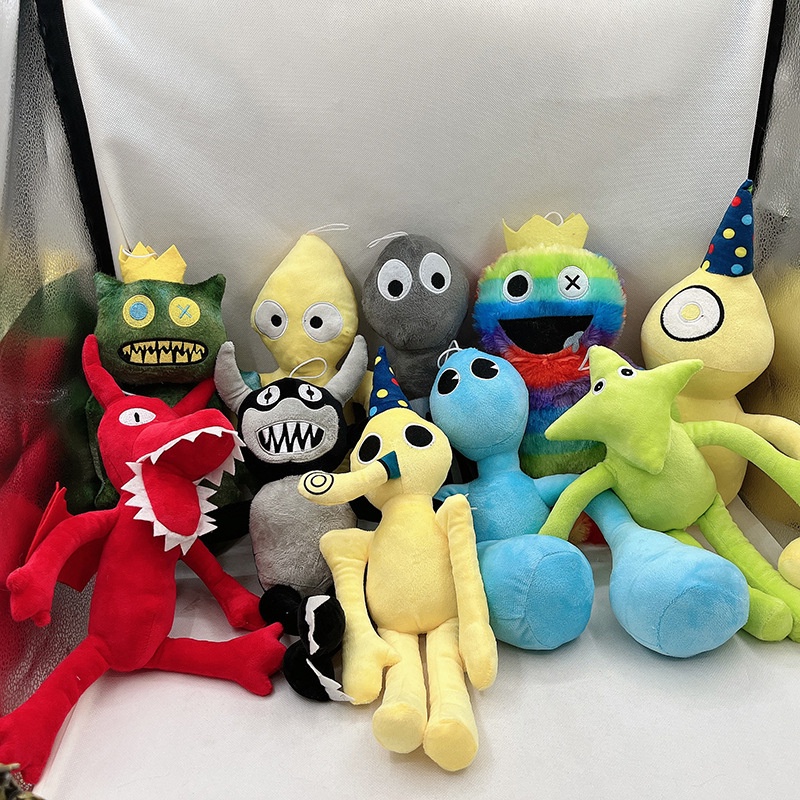 Peluches Rainbow Friends - Klikkopers® - Rainbow Friends - Set De 2 Peluches Blue 30 Orange Xl 43cm