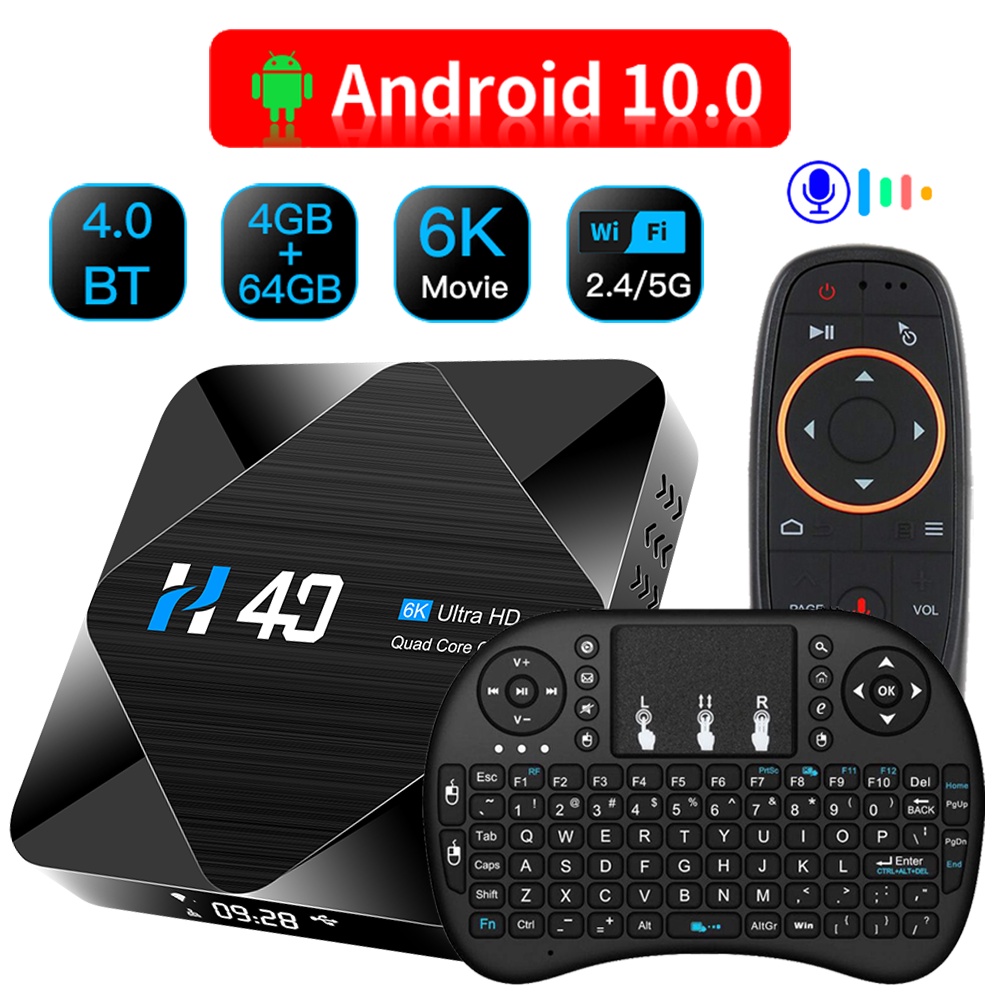 Android TV Box 10.0, 4GB RAM 64GB ROM Android Box, Q Plus Android Box H616  Quad-core WiFi 2.4GHz Soporte 6K H.265 HD 2.0 Ethernet Smart TV Box