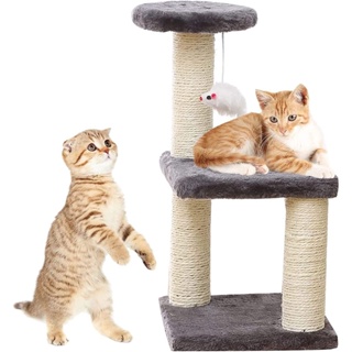 rascador para gatos poste cuerda blanco y azul, rascador vertical
