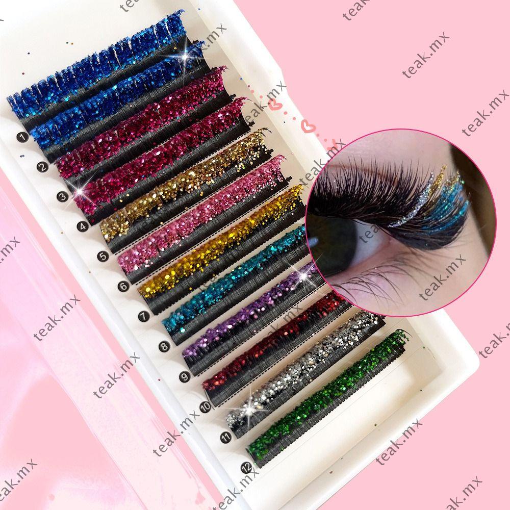 TAKMX Glitter False Lashes Makeup Tools D Curl Fairy Eyelashes Natural