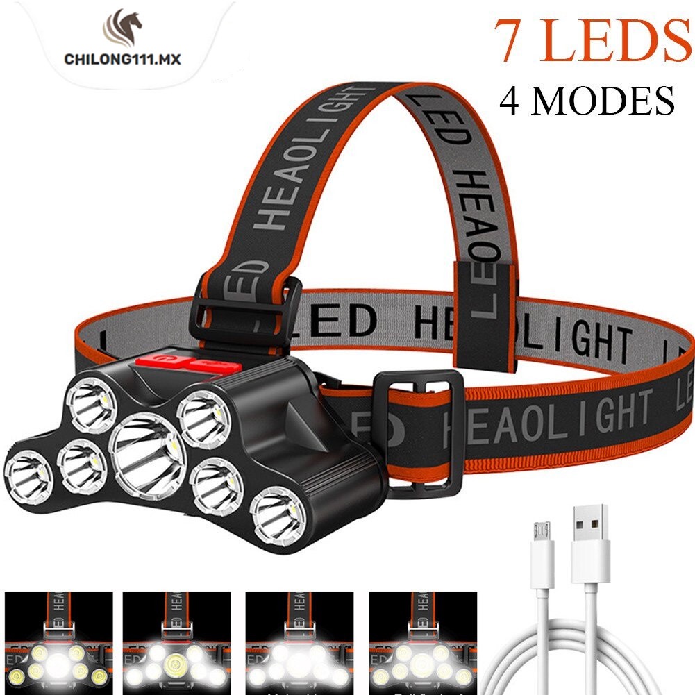 Linternas De Cabeza Recargables Lampara Frontal LED de Frente Alta Potencia