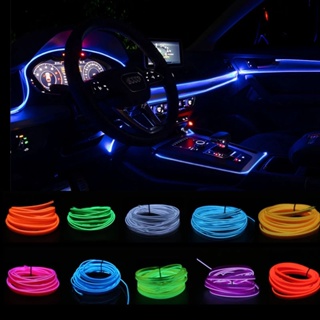 Luces interiores de coche, tira de luces LED de neón flexibles, decoración  de puerta de salpicadero