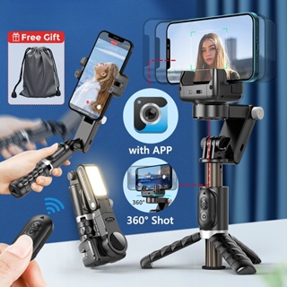estabilizador de cardán Q18 para escritorio, palo Selfie con luz