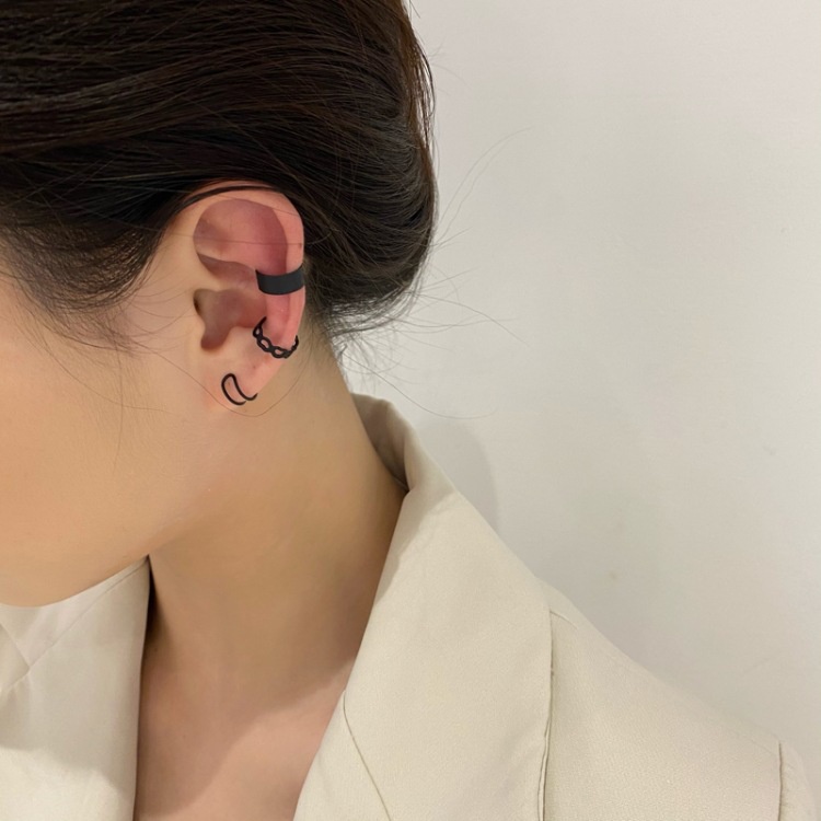 3 Unids Set Ear Cuff Negro Sin Perforaciones Clip Earrings Para Mujeres Hombres Fake Cartilago Earring Plata Oro Jewelry Shopee Mexico