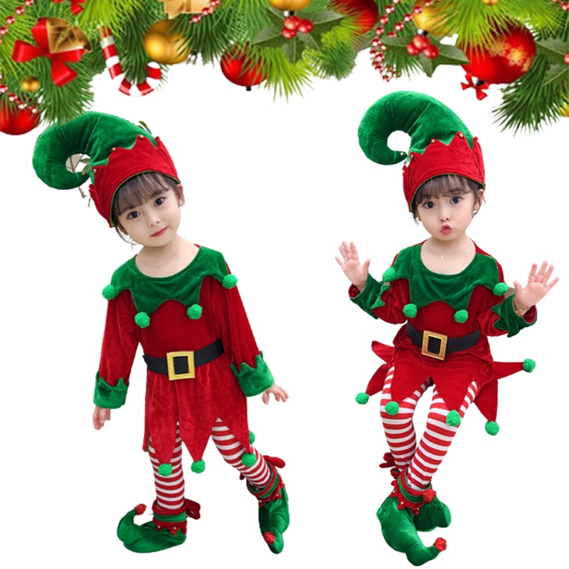 Navidad Niños Elfo Disfraz Niños Niñas Fiesta de Navidad Santa Helper  Cosplay Fancy Dress Outfit 3-8 Años