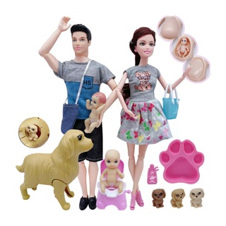 Juego De Juguetes Para Niños, Muñeca Embarazada Familiar Con Bebé En Barriga,  Papá, Mamá, Accesorios Para Educación Y Regalo De Cumpleaños Para Barbie