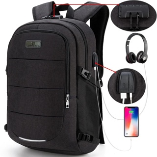 Mochila Antirrobo Impermeable Anticorte Puerto Usb - Negro