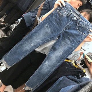 2022 Otoño Nuevo Estilo Europeo Americano Elástico Rasgado Pantalones De  Mezclilla Lavado Flaco Levantamiento De Culos Moda Jeans Mujeres