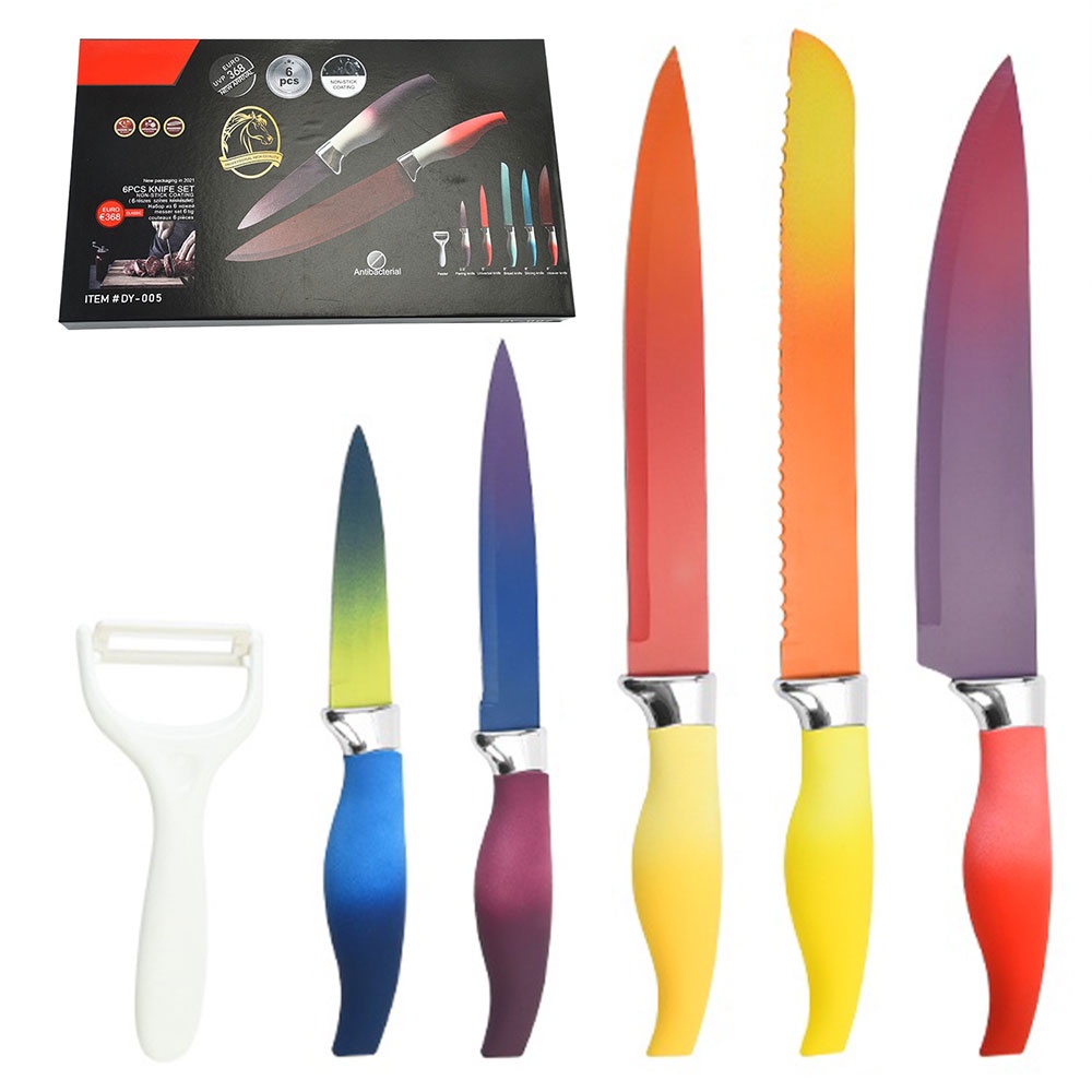 Juego De 6 Utensilios De Cocina Cuchillos De Acero Inoxidable | Shopee ...