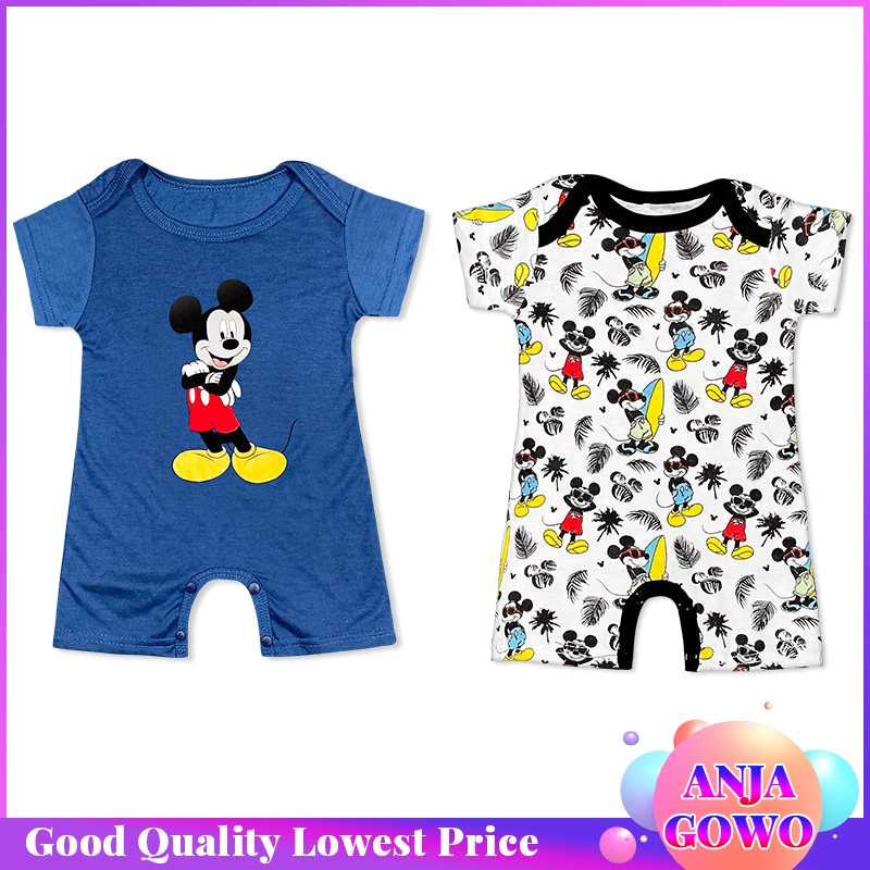 Listo Stock Recien Nacido Bebe Peleles Nina Nino Ropa Mickey De Dibujos Animados Mono Baju Bayi De Algodon De Manga Corta Shopee Mexico