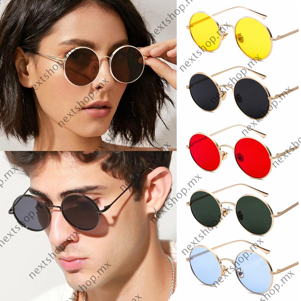 LINSON Fashion Steampunk Gafas De Sol De Los Hombres Redondo Lado Malla  Estilo Cyber Punk Shiled Redondas Vintage Retro