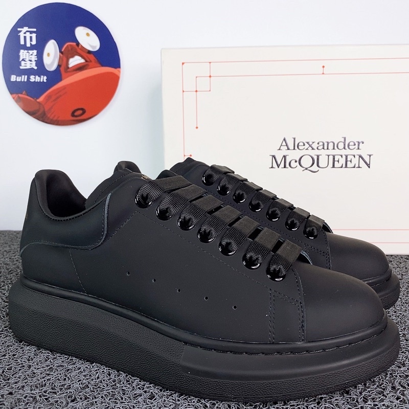 Deposito De Alta Calidad Alexander McQueen 45mm Negro Todo Cuero Cola De Vaca Suela Gruesa Altura Pequenos Zapatos Negros Hombres Mujeres