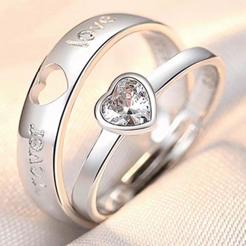  SAN Collection Anillos de plata de ley 925 pura para novio y  novia a juego para aniversario, pareja, alianzas de boda, regalo del día de  San Valentín, Plata de ley, Zirconia