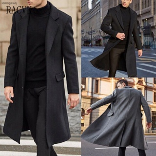 Gabardina de cuero sintético para hombre, abrigo largo con cuello de traje,  cortavientos informal de negocios