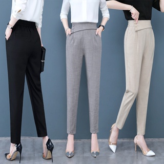 Pantalones anchos elegantes y cómodos para mujeres / Pantalones de cintura  elástica de mujer de estilo coreano / Pantalones escolares de oficina  casuales cómodos -  México