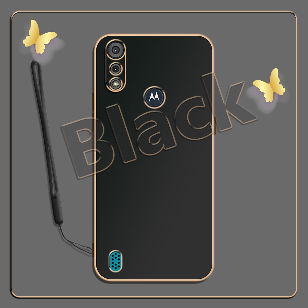 DG PU Cuir Case pour Motorola Moto E6s 2020 (6,1) , Fermeture Cover Pliant Coque + 4 Pièces HD