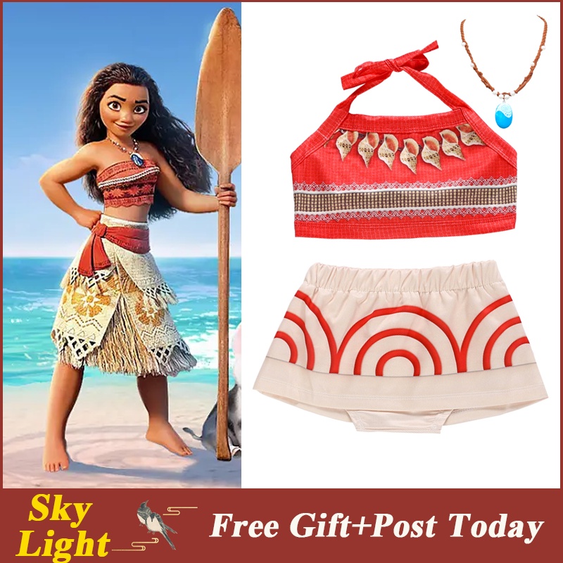 Moana Movie Princess Dress Set Con Collar Vestidos De Navidad Para