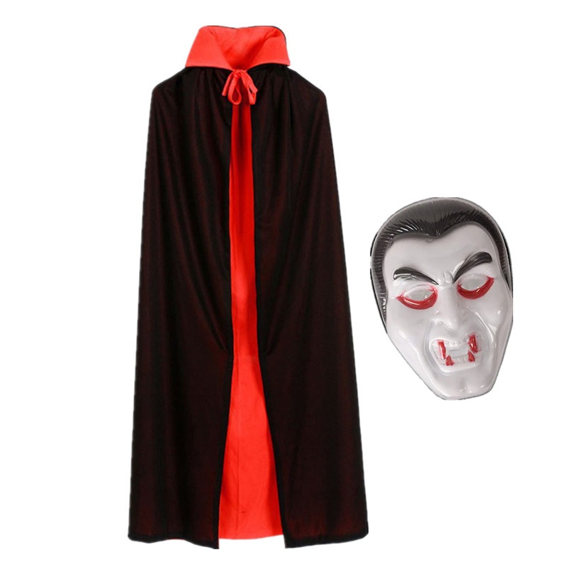 Kisshome Capa de Halloween para hombre, disfraz de vampiro, unisex, capa con capucha para Navidad, capa reversible negra y roja, 65 pulgadas