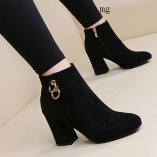 Botas negras best sale tacon grueso