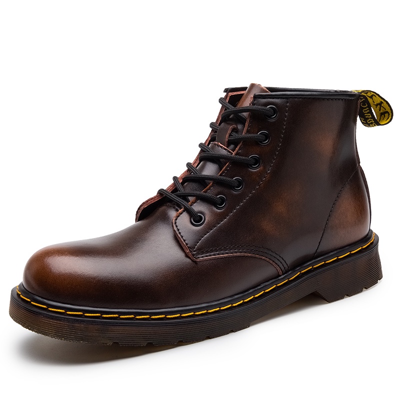 Talla grande 35 48 New England Dr. Martens Martin botas 6 agujeros pareja Martin botas generales hombres mujeres Martin zapatos de alta parte superior de cuero genuino Martin botas clasicas de suela g...