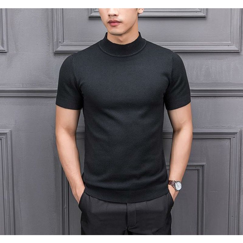 Camiseta De Manga Corta Con Cuello Alto Para Hombre Shopee Mexico