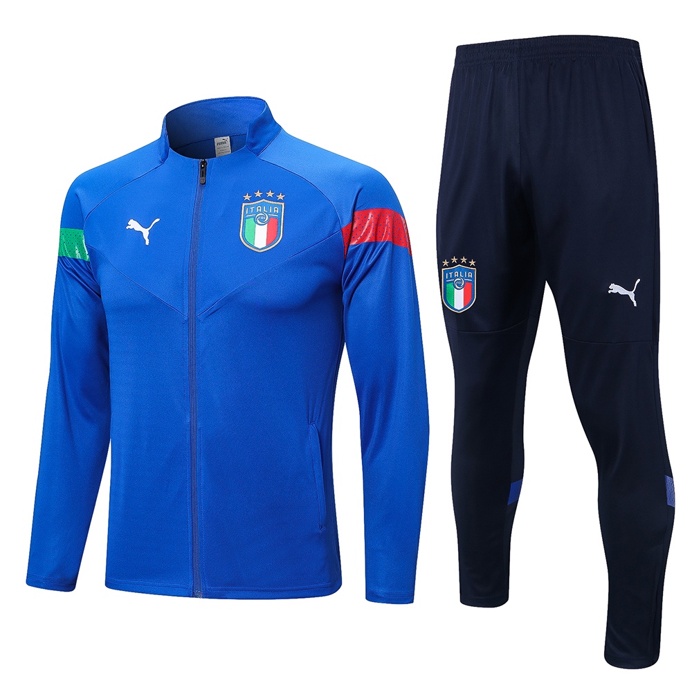 2022/23 Italia Hombres Chándal De Fútbol De Manga Larga Ropa Deportiva  Chamarra Azul Y Pantalones Largos